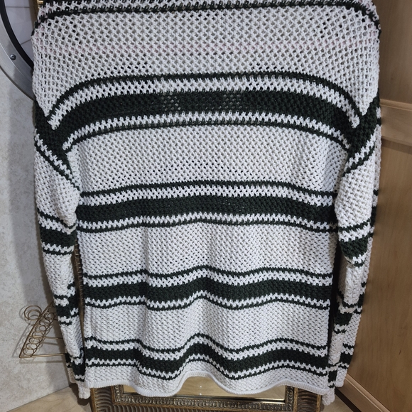 Striped V-Neck Sweater - Black and White - Picture 5 of 5